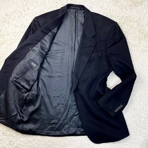 【カシミヤ 100%】 極美品 HUGO BOSS ヒューゴボス × Loro Piana ロロピアーナ 生地の宝石 メンズ テーラード ジャケット ブラック XL