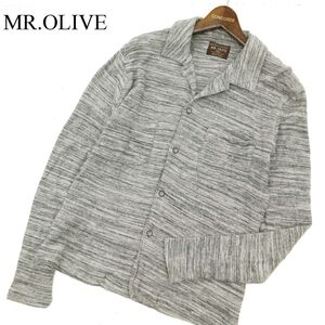 MR.OLIVE ミスターオリーブ 通年 霜降り コットン ニット★ カーディガン Sz.S　メンズ グレー 日本製　C3T07352_8#O