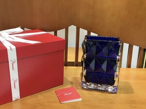 バカラ Baccarat louxor クリスタルガラス 花瓶 ルクソール ネイビー　箱付き