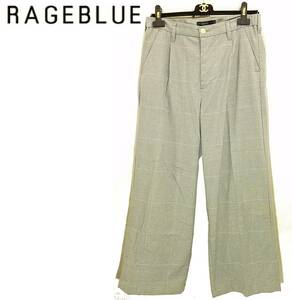 送料600円～ RAGEBLUE チェック柄ワイドパンツ メンズMサイズ ライトグレー RB010434AD 薄手パンツ レイジブルー