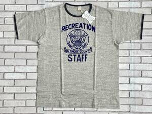 未使用　ウエアハウス　WAREHOUSE　半袖Ｔシャツ　サイズＸＬ　日本製　4059 RECREATION　H.GRAY×BLACK