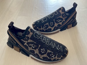 DOLCE&GABBANA Executive レオパード スワロフスキー ストレッチスニーカー ソレント 42