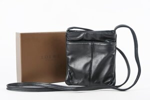 【美品】LOEWE ロエベ ショルダーバッグ レザー ブランド鞄 ブラック【QZ56】