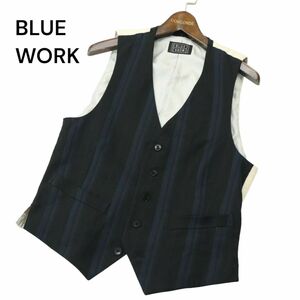 BLUE WORK ブルーワーク トゥモローランド 通年 ストライプ★ 切替 ベスト ジレ Sz.M　メンズ　A4T04318_4#O