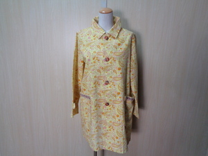 b583◆TITICACA スプリングコート◆チチカカ size:M イエロー系 ペイズリー柄 綿コットン100% レディース フード欠品 ミドル丈 総柄 5B