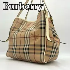 美品　Burberryバーバリー　トートバッグ　ノバチェック　ホースロゴ　ポーチ