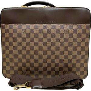 LOUIS VUITTON/ルイ・ヴィトン ポルトオルディナトゥール・サバナ ダミエ　 N53355 PCケース ビジネスバッグ PVC/レザー ブラウン メンズ