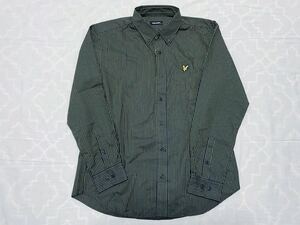 f●大きいサイズ　メンズ　LL●新品●LYLE SCOTT　ストライプ柄　ムネワッペンロゴ　長袖シャツ●黒×黄色