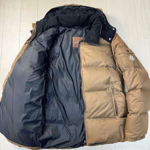 良品/表記1 M-L相当★モンクレール/MONCLER 袖ロゴワッペン 肉厚極暖 ダウンジャケット フーデット ブルゾン アウター 茶タグ メンズ 茶