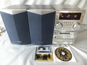 ♪AIWA MD/CD/カセット STEREO SYSTEM XR-MD85 ※中古動作確認品・説明書き参照・片面録音済み新品120分テープ・音楽ＣＤ付属