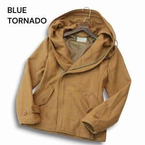 美品★ BLUE TORNADO トルネードマート 秋冬 フード収納 メルトンウール★ ライダース風 ジャケット ブルゾン Sz.M　メンズ　A4T12163_B#N