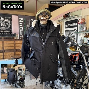 Vin＆Age ビンアンドエッジ BIKERS MODS COAT バイカーズモッズコート バッファローレザー仕様 40 Lサイズ ブラック 黒 バイカーウェア