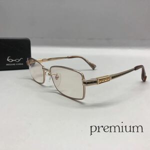 T■ meganeichiba PREMIUM Mens 眼鏡市場プレミアム MIP-M010 メンズ ゴールド 度入り フルリム ケース付 メガネ アイウェア 美品 中古品