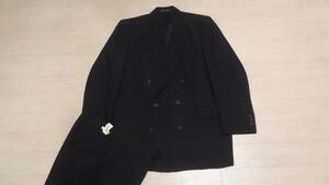 美品175cmW88cm★Boctok★上質ダブルフォーマルスーツ黒/ブラック冠婚葬祭礼服喪結婚式葬儀お通夜法事正装★背抜き★サイズ違い