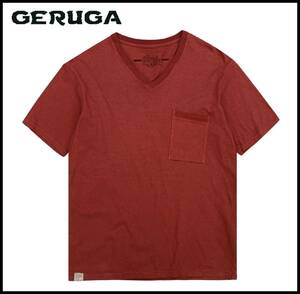 GERUGA ゲルガ GR-C-64 V NECK T-S ロゴ パッチ ワッペン リブ ニット 切替 半袖 Vネック ポケット Tシャツ カットソー レッド 赤 3