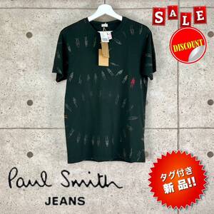 【Paul Smith JEANSタグ付き新品★送料込み即決SALE価格!!】ポールスミスジーンズ オーガニックコットン100% SKELETON総柄 Ｔシャツ M-size