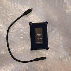 正常判定　I-O DATA機器 SSPG-USC1NV USB3.1 Gen2 Type-C対応 ポータブルSSD 500GB ミレニアム群青　良品 送料無料　使用時間186時間