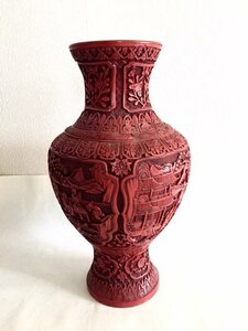 ◆ヴィンテージ◆ 中国骨董 中国美術 骨董品 壺 赤壺 花器 花入れ 花立て インテリア 置き物 46.5cm