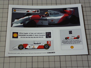 1991 Shell MARLBORO McLaren F1 ステッカー (1シート) 昭和 シェル 石油 マールボロ マクラーレン 