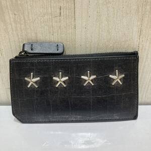 JIMMY CHOO ジミーチュウ スター メタリック クロコ 型押し 黒 ブラック コインケース 小銭入れ