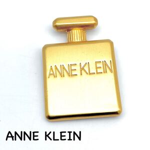 ANNE KLEIN｜アンクライン ブローチ【アクティ】ロゴ 大ぶり 香水ボトルモチーフ マット/ゴールドカラー ヴィンテージ ac1046