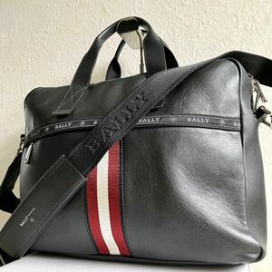 ■贅の極!! 美品■ BALLY バリー ビジネスバッグ 2way トレスポ ハンドバック ショルダー ロゴ レザー 本革 メンズ ブラック 黒 現行モデル