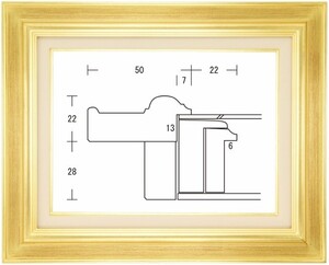 油絵用 額縁 木製フレーム 小公子 金 サイズP40号