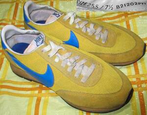 レア82年NIKE LDV 縦ナイキL.D.V.黄青 オリジナル ビンテージ当時物ランニング スニーカー(Boston Sting同期)コルテッツWAFFLE似イエロー