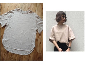 alicia PAGEBOY アリシアページボーイ bigシルエットTシャツ チュニック ベージュ レディースユニセックス 中古着used