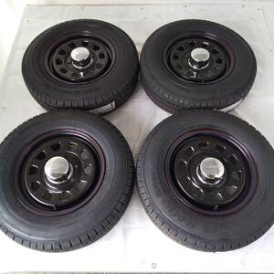 新品 デイトナ 15-6.0J＋45 6-139.7 ブラック タイヤ付4本SET 195/80R15 ハンコック キャラバン E25/E26 NV350 (W2120-2)