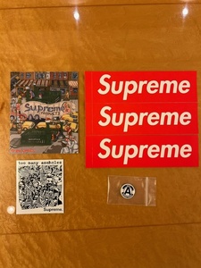 ★ シュプリーム supreme ステッカー 5枚 缶バッジ バッヂ ANTI EVERYTHING 1コ の セット 未使用 レターパックライト 370