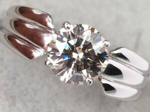 【4178J】Pt900プラチナ 天然ダイヤモンド 大粒1.21ct/7.8g リング 指輪 ♯12