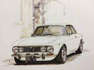 【正規品 絶版】Bowイラスト アルファロメオ 2000GTV カーマガジン 135 Alfa Romeo Giulia 2000GTV アンティーク クラシックカー 旧車 絵