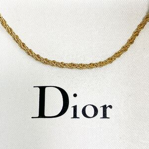 美品!! クリスチャン ディオール Christian Dior チェーン ネックレス ゴールド 刻印 アンティーク ヴィンテージ アクセサリー 金色 希少