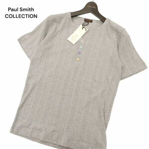 新品★Paul Smith COLLECTION ポールスミス コレクション カラーボタン ヘンリーネック 半袖カットソー Tシャツ Sz.M メンズ　C4T05422_6#D