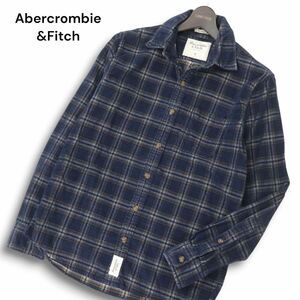 Abercrombie&Fitch アバクロンビー＆フィッチ 秋冬 細畝 コーデュロイ★ 長袖 チェック シャツ Sz.S　メンズ ネイビー　C4T08538_9#B