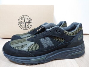 ニューバランス ストーンアイランド コラボ 991V2 28cm ブラック オリーブ STONE ISLAND × NEW BALANCE OLIVE GREEN/BLACK/GREY US10新品