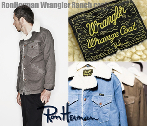 【LOOK掲載!!】ロンハーマン RHC × Wrangler エイジング加工 裏ボア ランチコート ジャケット S カーキ RonHerman California ラングラー