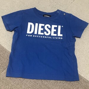 ディーゼル・DIESEL・子供服・キッズ・ベビー・Tシャツ・半袖・ビッグロゴ・プリント・12M・80cm・ブルー・カットソー・1円スタート