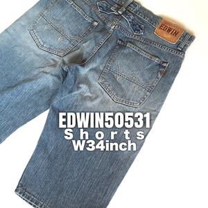 ★☆W34inch-86.36cm☆★EDWIN50531 Shorts ★☆洗い晒し感爽快膝上丈☆★