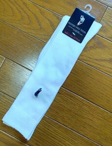 【WESTERN POLO TEXAS】ウエスタン-ポロ-テキサス・レディース・ハイソックス・ロゴ刺繍・リブ編み・白ソックス