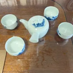 有田焼 畑萬作 染付山水図 玉露茶器5点セット