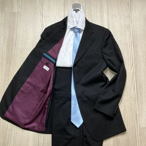 【至極の逸品】 ポールスミス × 高級カシミヤ生地　Lサイズ　黒　ブラック　ウール　背抜き　3B　セットアップ　メンズ【Paul smith】