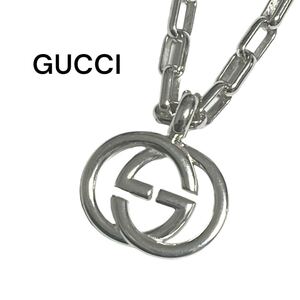 GUCCI グッチ GGロゴ ネックレス インターロッキング ダブルG シルバー アクセサリー ペンダント メンズ レディース ユニセックス 極美品