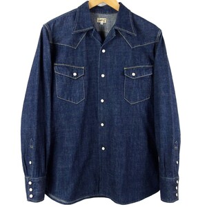 ■THE Y.M.WALK ON ザ ワイエム ウォークオン / SELVEDGE DENIM WESTERN SHIRT / 日本製 / セルビッチ ウエスタン デニムシャツ size 38