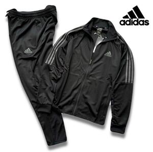 ◎379新品【メンズL】 黒グレー adidas アディダス 上下セット ジャージ セットアップ スリーライン オールシーズン トラックスーツ