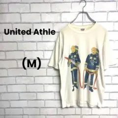 ユナイテッドアスレ　プリントTシャツ 消防士　アイボリー　M 古着　ストリート