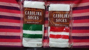 carolina socks チューブソックス スケーターソックス グリーン レッド 2足セット キャロライナソックス made in usa アメリカ製