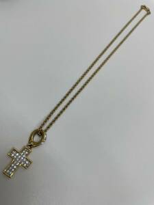 1405 SWAROVSKI スワロフスキー ラインストーン クロス 十字架 ネックレス ペンダント シルバーカラー 中古品