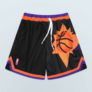 新品　NBA フェニックス・サンズ　ハーフパンツ　Short　ユニフォームパンツ　バスケパンツ　袋付き　ブラック　XLサイズ　Suns